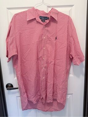 Ralph Lauren Red Gingham Short-Sleeve Button-Down Shirt